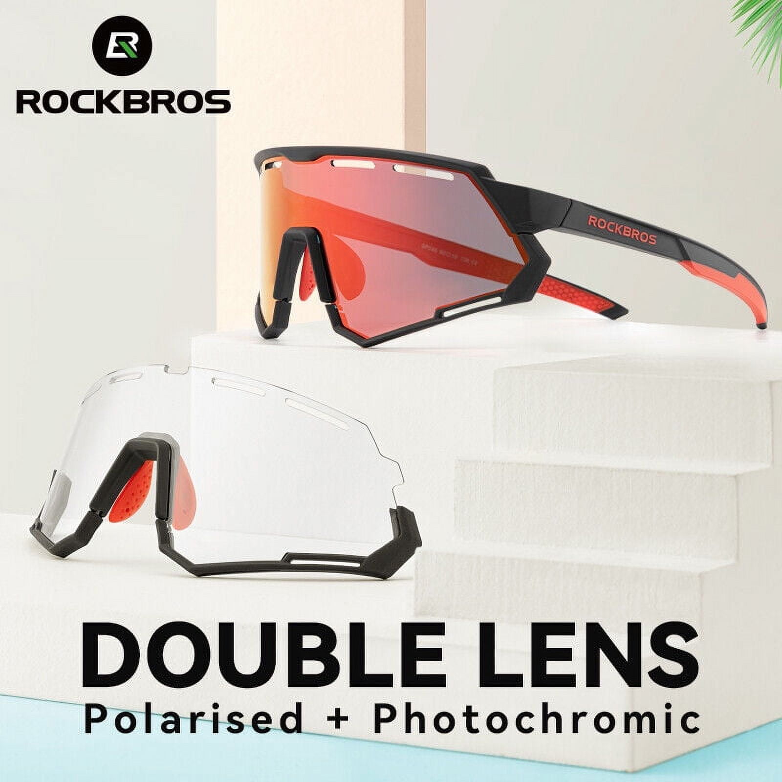 ROCKBROS Cycling Glasses Sports Sunglasses 2 Lens Polarized and  Photochromic UV400 