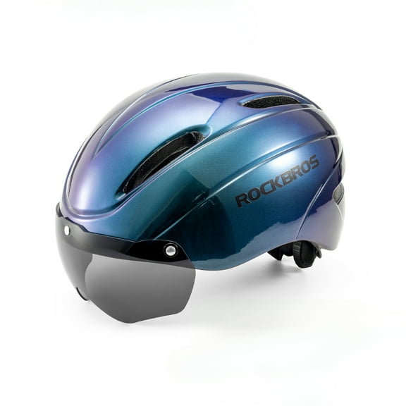 ROCKBROS Cycling Helmet Adult Cycling Helmet With Anti glare Goggles Removable Goggles & Sun Visor for MTB Mountain Bike & Road Bike