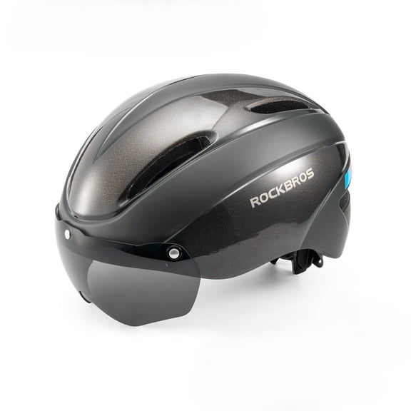 ROCKBROS Cycling Helmet Adult Cycling Helmet With Anti glare Goggles Removable Goggles & Sun Visor for MTB Mountain Bike & Road Bike