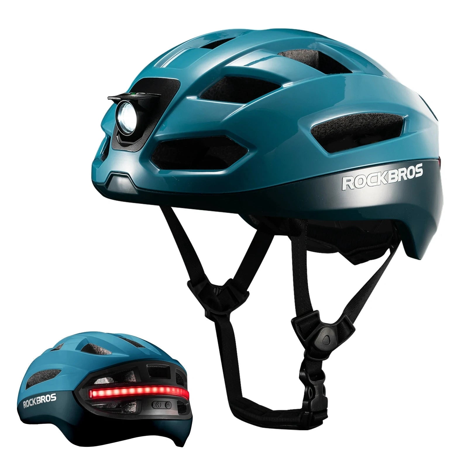 ROCKBROS Cycling Helmet Lighting Smart Remote Warning Light Control Helemt,Front/Tail/Turn Signal Light High-density Foaming One-piece Molding Safety Helmet