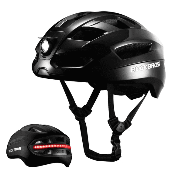 ROCKBROS Cycling Helmet Lighting Smart Remote Warning Light Control Helemt,Front/Tail/Turn Signal Light High-density Foaming One-piece Molding Safety Helmet