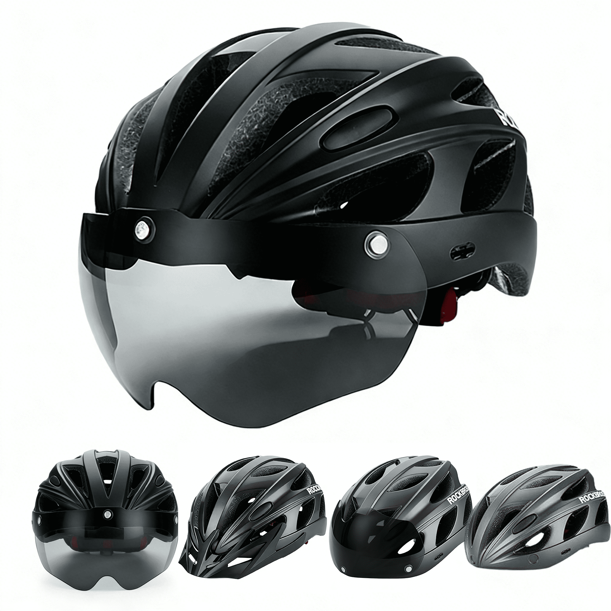 ROCKBROS Cycling Helmet Magnetic Sun Visor Open Face Adjustable Adult Head Protective MTB 58-61 cm/58-65 cm