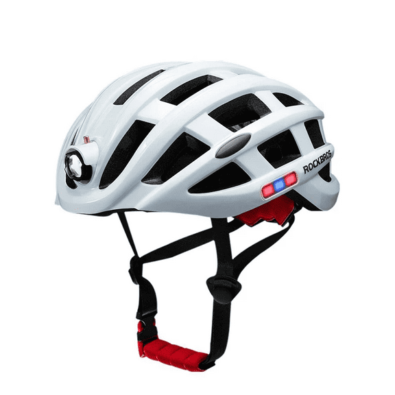 Rockbros Bicycle Helmet with USB Rechargeable HeadLight Safety riding/working Headgear,White