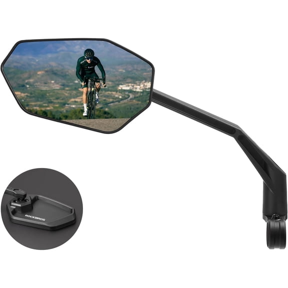 ROCKBROS Cycling Mirror Viewing Anti-glare Handlebar Rearview HD Nylon Convex Mirror 360° Rotate Bike Mirror Left