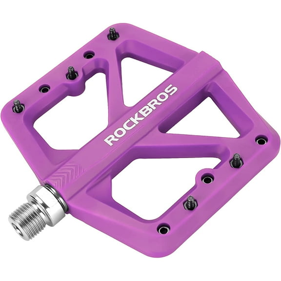 ROCKBROS Cycling Pedals Mountain Bike MTB/Road Bike Pedals Bicycle Nylon Flat Pedals Sealed Bearings 9/16" Purple 1 Pair