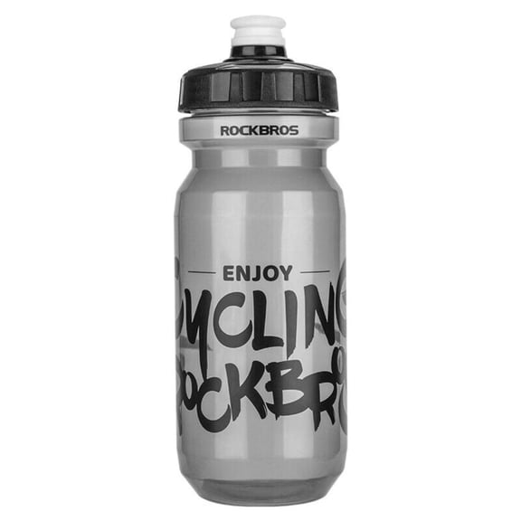 ROCKBROS 20oz Squeezable Cycling Water Bottle, Lightweight Sports Bottle with Dust Cover for Outdoor Bike Riding Grey