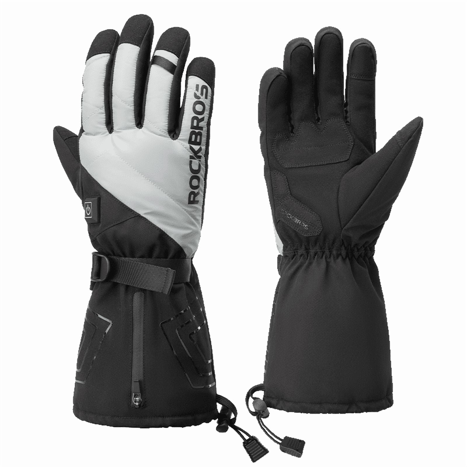 ROCKBROS Electric Heated Bike Gloves Winter Ski Gloves Motorcycle Full Gloves 4000mAh Rechargeable Battery Thermal Mittens Gloves Men
