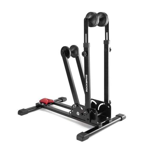ROCKBROS Folding Bike Storage Stand Carbon Steel Parking Rack Vertical Space Saving 24-27.5INCH MTB/Road Bike/Other Conventioal Bicycle Compatible Home Bike Stand