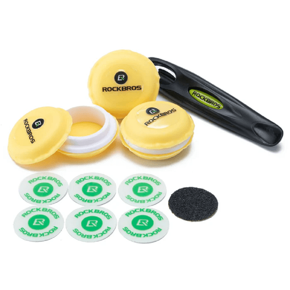 ROCKBROS Glueless Bike Tire Patch Kit with Tyre Levers - Quick Inner Tube Repair for Road & Mountain Bikes