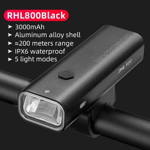 ROCKBROS Headlight 200-3000LM Bike Light Type-C Charging LED Cycling Front Lamp Aluminium MTB Road Flashlight Bicycle Light
