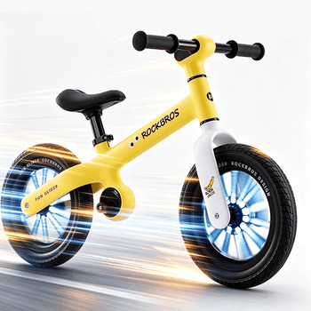ROCKBROS Toddler Toy for 2-5 Years Old Balance Bike Kid Starter FunGlider Adjustable Seat/Handle PP Baby Yellow 12-Inch