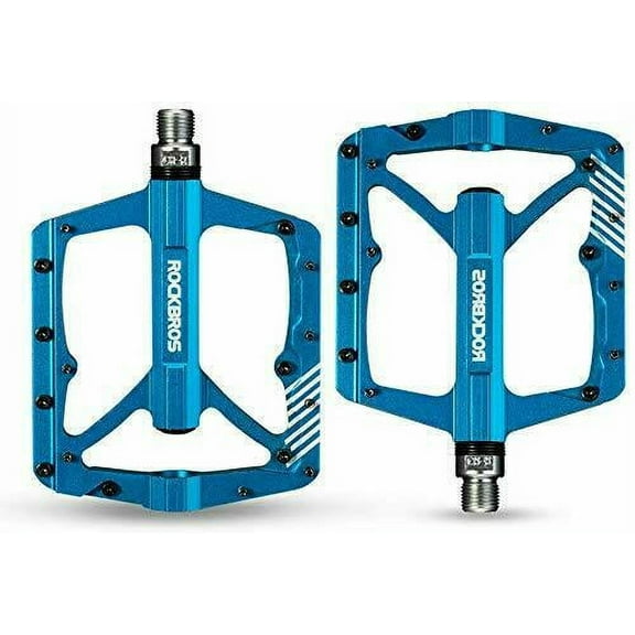 ROCKBROS MTB Bike Pedals Cycling Ultralight Aluminum Alloy 4 Bearings MTB Pedal Blue