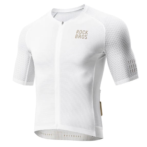 ROCKBROS Men's Cycling Jersey Short Sleeve Diamond Pattern Breathable Biking Shirt for Road MTB Cycling White XXL