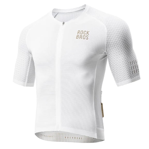 ROCKBROS Men's Cycling Jersey Short Sleeve Diamond Pattern Breathable Biking Shirt for Road MTB Cycling White XXXL
