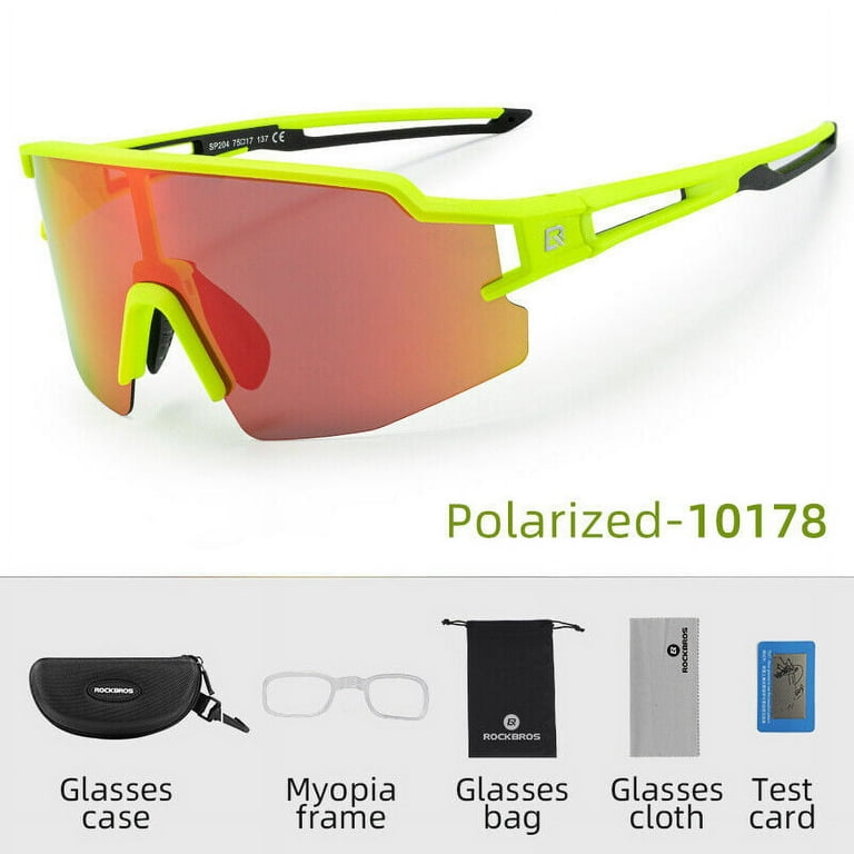 ROCKBROS Mens Cycling Sunglasses Polarized Half Frame Glasses UV400 Goggles MTB Road Bike Sunglasses Adjust with Myopia Frame, adult Unisex, Size: One