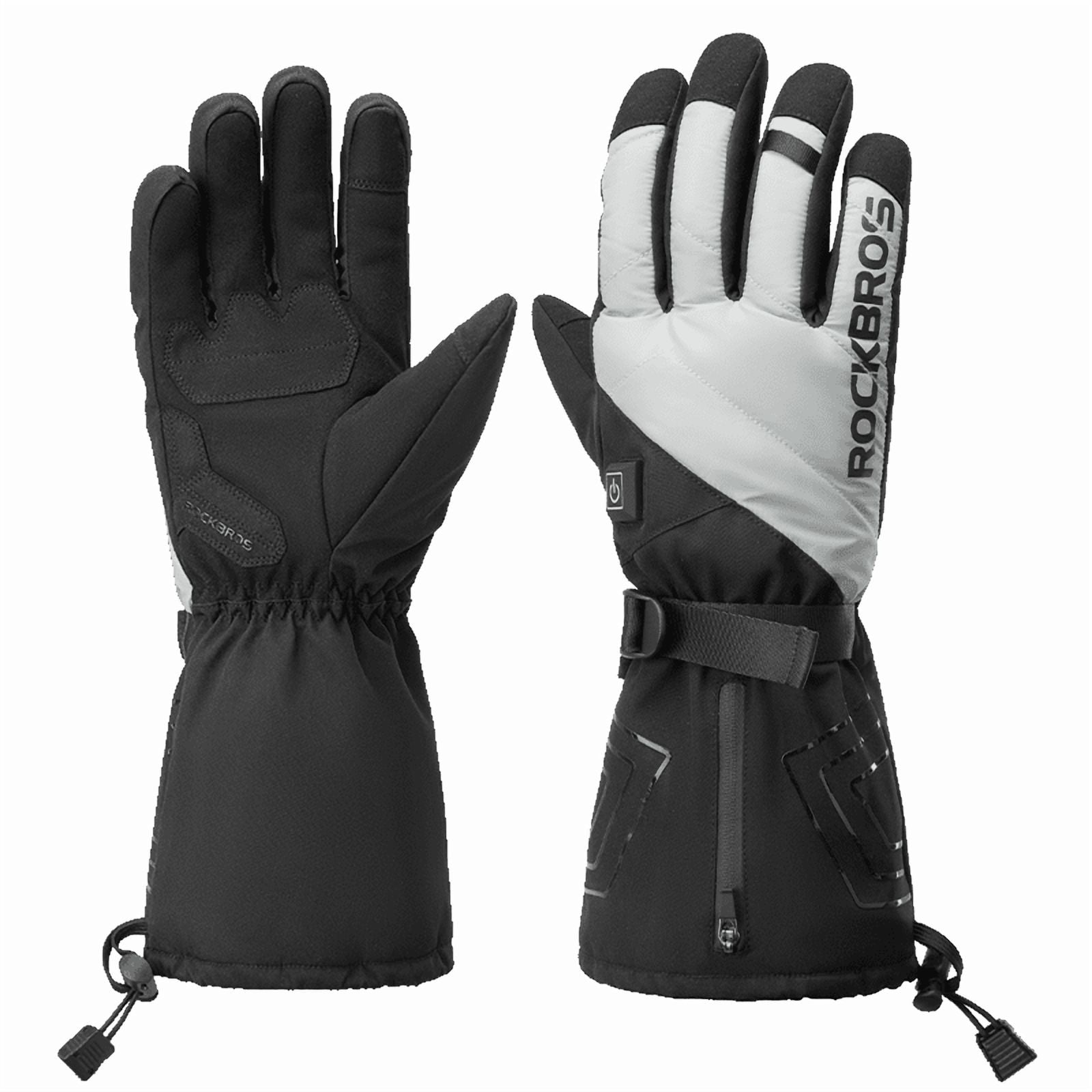 ROCKBROS Electric Heated, Rechargeable 4000mAh with Hidden Pocket Design Motorcycle Gloves 3 Heating Mode Adjust Fleece/Thickening Riding Windproof Touch Screen Sensitive Winter Cycling Gloves