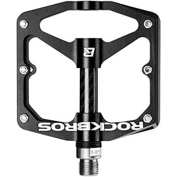 Rockbros Aluminum Alloy Mountain Bike Flat Pedals,9/16" Carbon Fiber Sealed Bearing 2 Pair