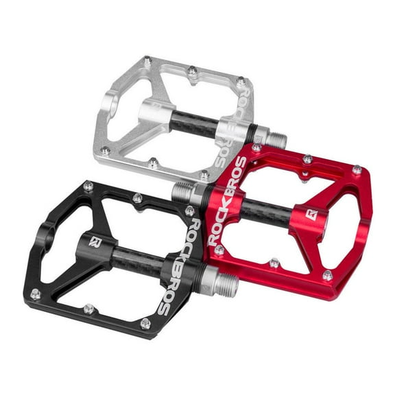 ROCKBROS Mountain Bike Pedals Flat Bicycle Pedals 9/16 Road Bike Pedals Carbon Fiber Sealed Bearing Flat Pedals for MTB Silver