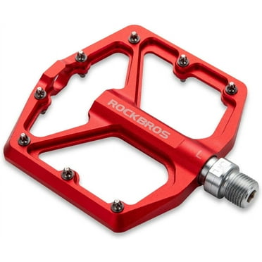 ROCKBROS Mountain Bike Pedals MTB Pedals Bicycle Flat Pedals Aluminum 9/16" Sealed Bearing Lightweight Platform for Road Mountain BMX MTB Bike Red
