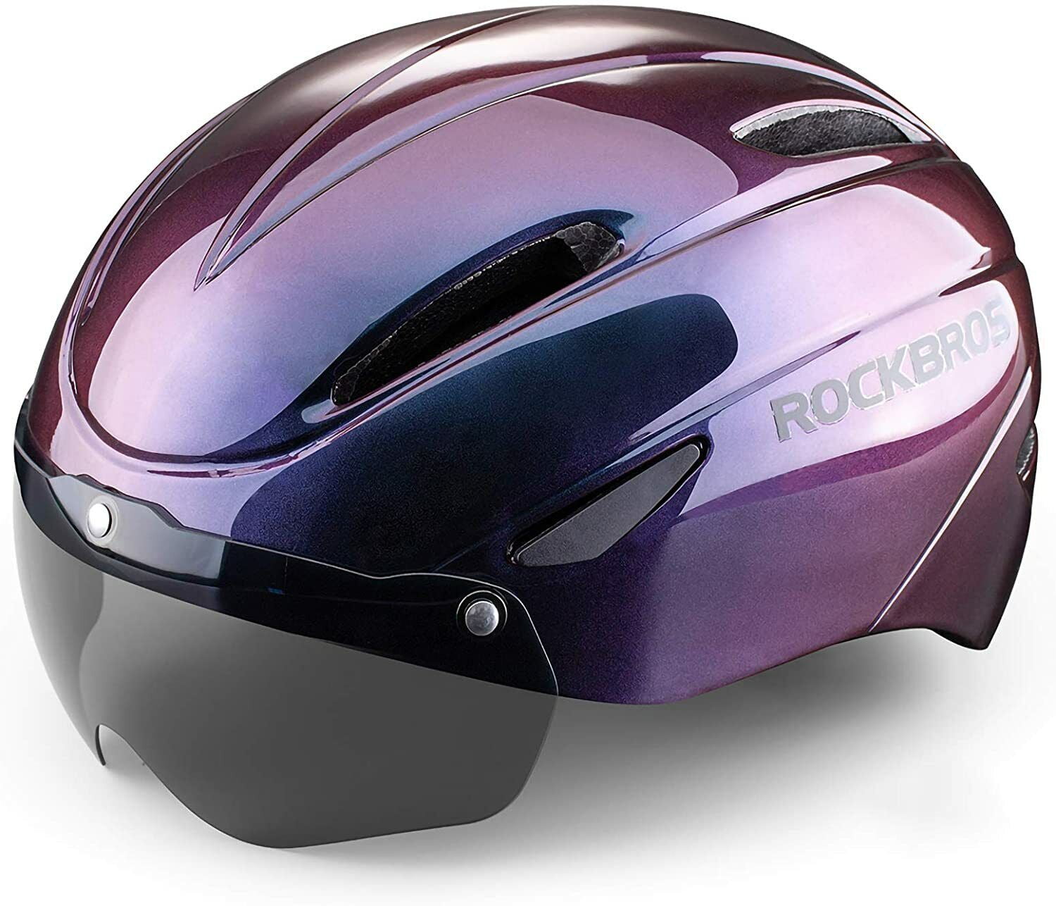 Purple Bike Helmet ROCKBROS Bike Helmet With Magnetic Goggles & Visor -  Adjustable Adult Cycling | Mountain Road Bike Adult Bicycle Helmet  Adjustable