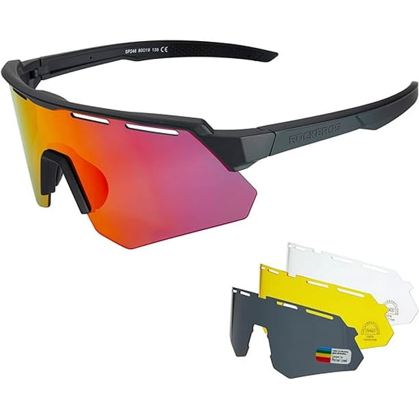 ROCKBROS Polarized Cycling Glasses with 4 Interchangeable Lenses Baseball Sunglasses for Men Womens UV400 Sports Sunglasses Walmart Business Supplies