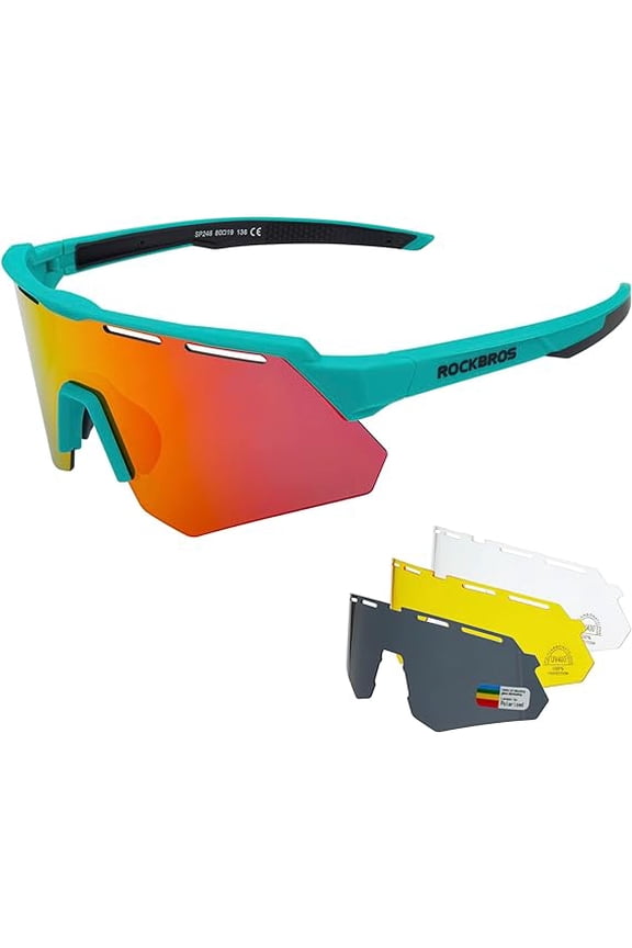 Polarized Cycling Glasses with 4 Interchangeable Lenses Baseball Sunglasses for Men Womens UV400 Sports Sunglasses