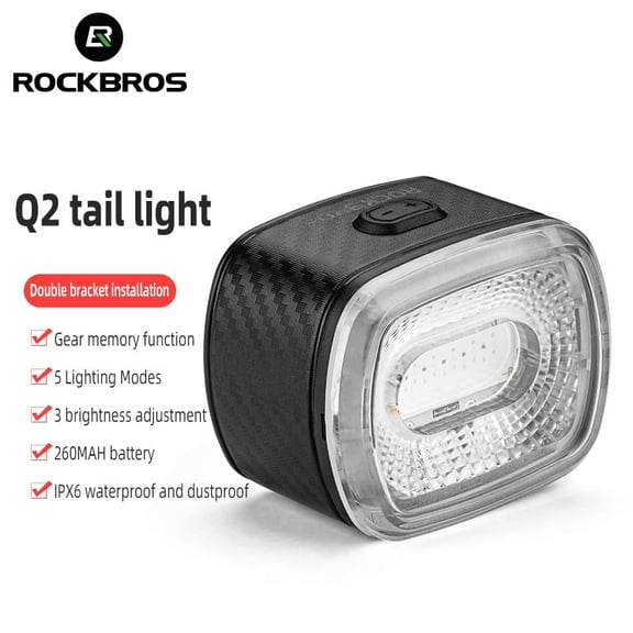 ROCKBROS Q2 Bicycle Tail Light Cycling Light with 5 Light Modes Waterproof 3 Brightness Adjustable Tail Light for Road Bike & Mountain Bike MTB Night Ride