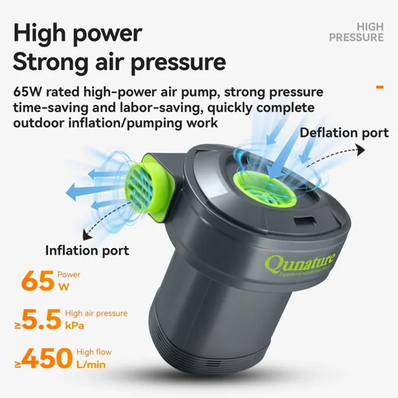 ROCKBROS Qunature Electric Inflator Pump - Fast-Fill Air Pump for Air Cushion Bed, Swimming Circle, Inflatable Mattress & Outdoor Gear