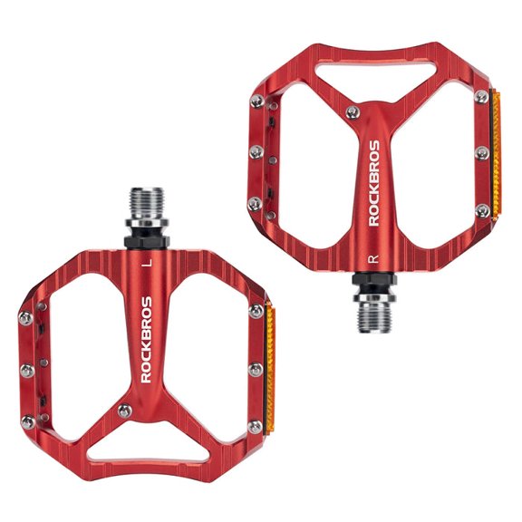 ROCKBROS Rocket-Style Aluminum Bike Pedals - Lightweight Durable Cr-Mo Steel Axle Wide Platform Non-Slip Grip