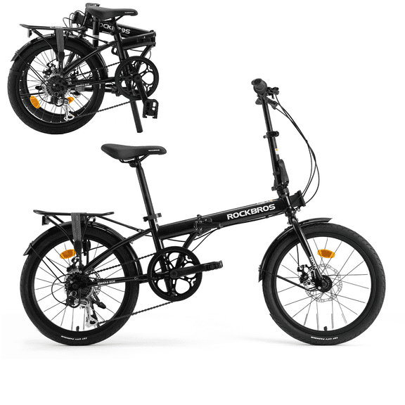 ROCKBROS SKN Folding Bike 20" Sports City Racing Bike Hight-Carbon Steel Folding Bicycle 7-speed SHIMANO SL-RV300 Mechanical Disc Brakes