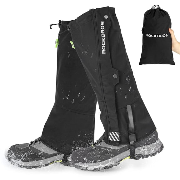 ROCKBROS Snow Boot Leg Gaiters Waterproof Hiking Gaiters Winter Leg Gators Winter Sports Boot Leg Gaiters Tear Resistant Snow Shoes Gaiters