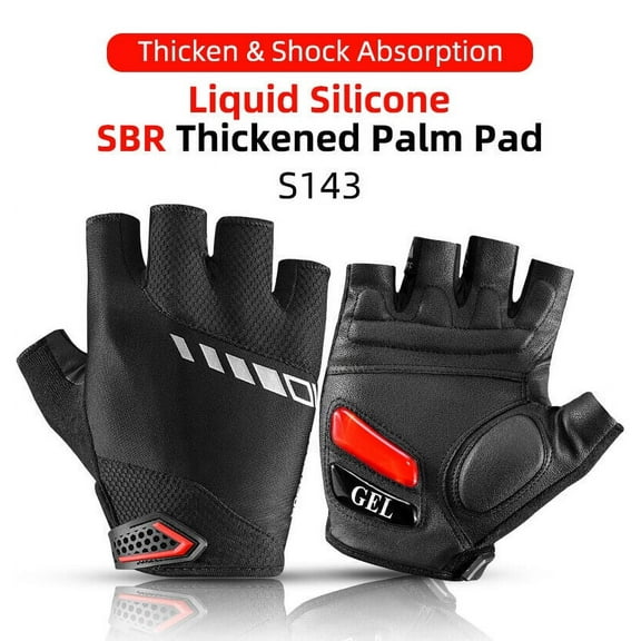 ROCKBROS Sports Cycling Gloves Bike Bicycle Gel Pad Half Finger MTB Gloves Black