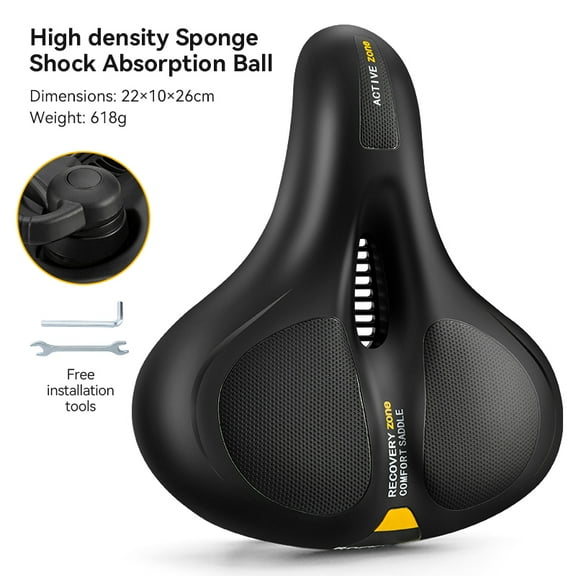 ROCKBROS Bike Saddle Wide Safe Comfort Bicycle Seat,Memory Foam Padded Thickened Sponge Cycling Cushion Universal Fit for Bicycle Comfort Ride