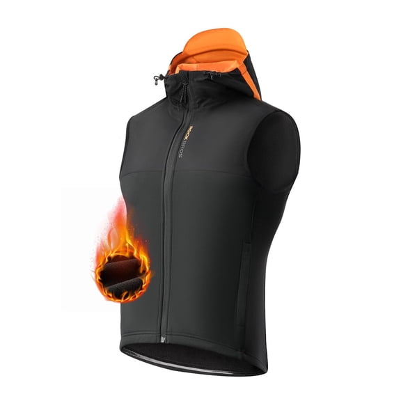 ROCKBROS Windproof Cycling Vest Sleeveless Jacket Thermal Waterproof Adults Tops