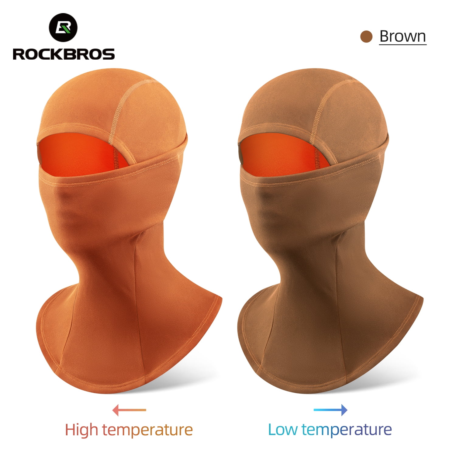 ROCKBROS Winter Fleece Head Covers Cycling Balaclavas Thermochromic Full-streth Comprehensive Protection Breathable Face Cover