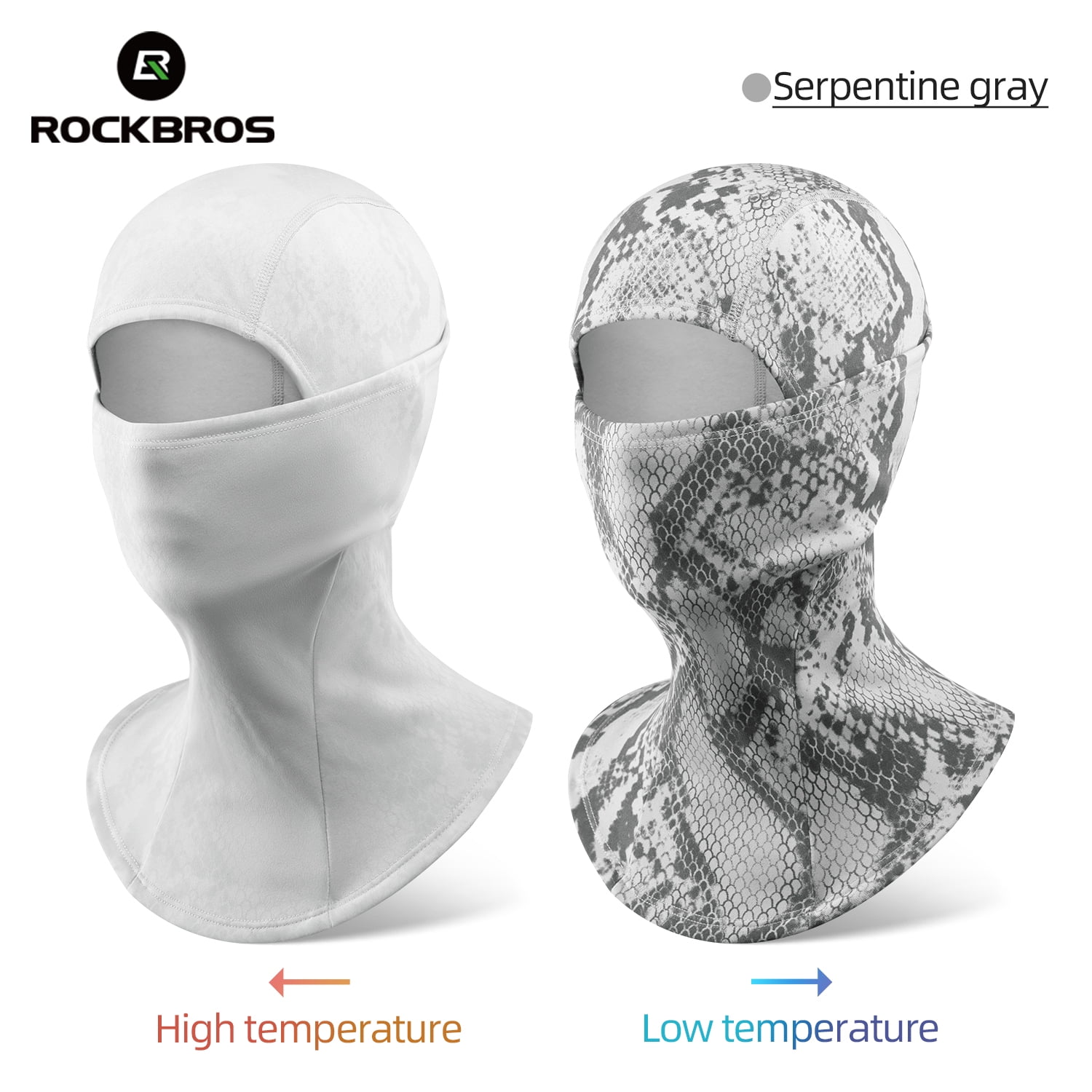 ROCKBROS Winter Fleece Head Covers Cycling Balaclavas Thermochromic Full-streth Comprehensive Protection Breathable Face Cover
