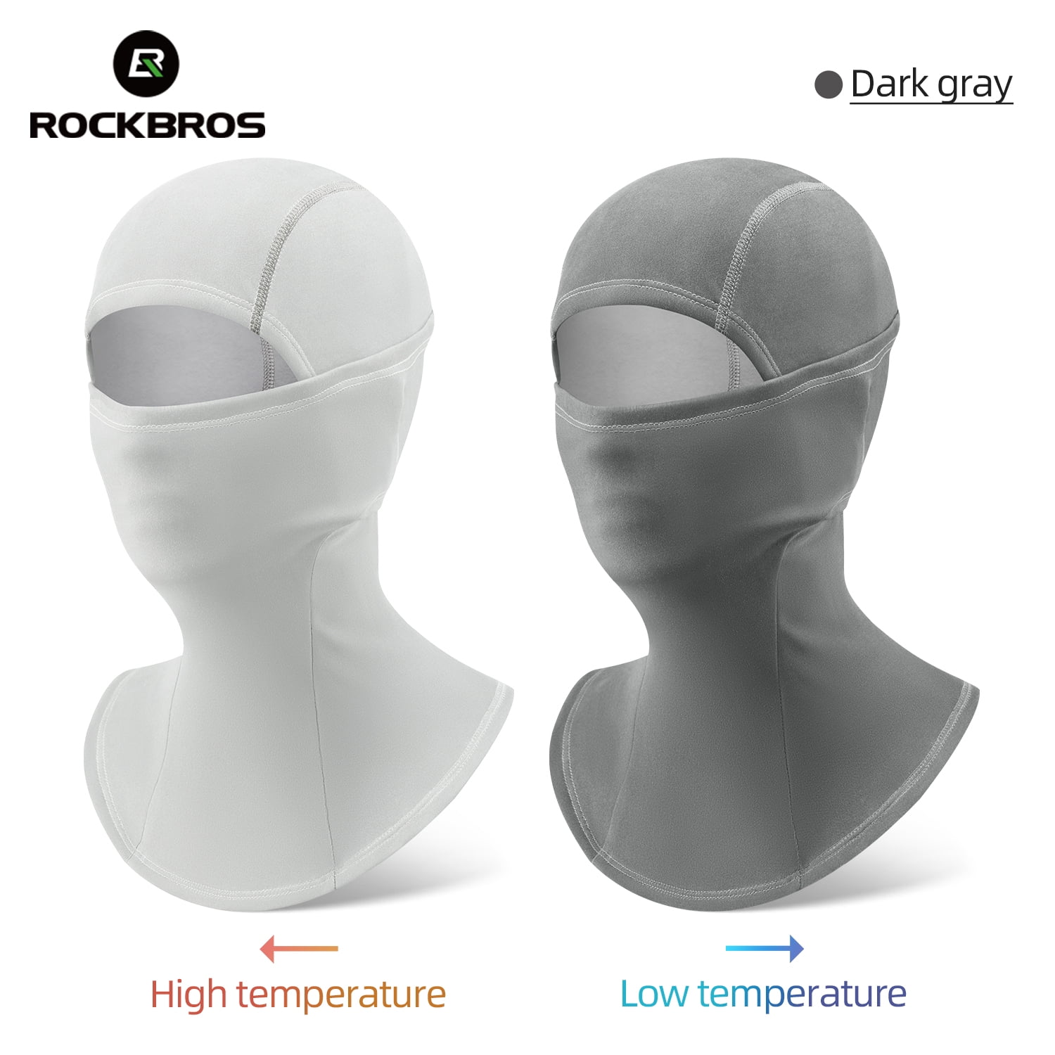 ROCKBROS Winter Fleece Head Covers Cycling Balaclavas Thermochromic Full-streth Comprehensive Protection Breathable Face Cover