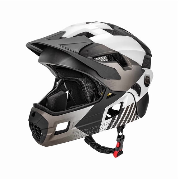 ROCKBROS Youth & Kids Helmet Comfortable & Odorless Cycling Helmet Adjustable Brim Stable Fit Kids Full Face Bike Helmet Ages 5-14 Anti-Collision Detachable