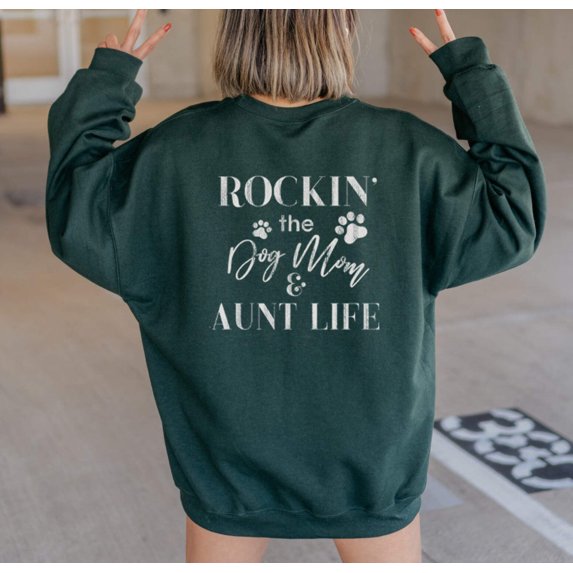 ROCKIN THE DOG MOM AUNT LIFE Graphic Unisex Fleece Pullover