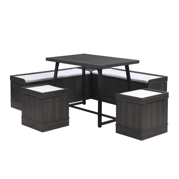 ROCKINGRUN Breakfast Nook 6 Piece Dining Table Set with Storage