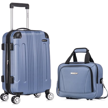 Rockland London Hardside Spinner Wheel Luggage, Carry-On 20-Inch and Tote 14-Inch, Blue