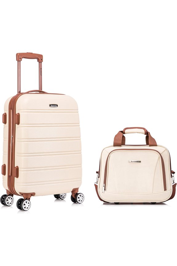 Melbourne Hardside Expandable Spinner Wheel Luggage, Carry-On 20-Inch and Tote 14-Inch, White