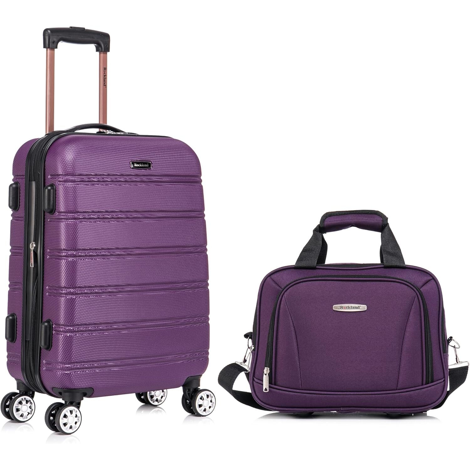Rockland Melbourne Hardside Expandable Spinner Wheel Luggage, Carry-On 20-Inch and Tote 14-Inch, Purple