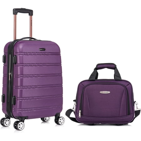 Rockland Melbourne Hardside Expandable Spinner Wheel Luggage, Carry-On 20-Inch and Tote 14-Inch, Purple
