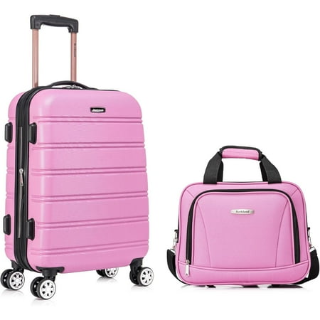Rockland Melbourne Hardside Expandable Spinner Wheel Luggage, Carry-On 20-Inch and Tote 14-Inch, Pink