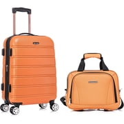 Rockland Melbourne Hardside Expandable Spinner Wheel Luggage, Carry-On 20-Inch and Tote 14-Inch, Orange