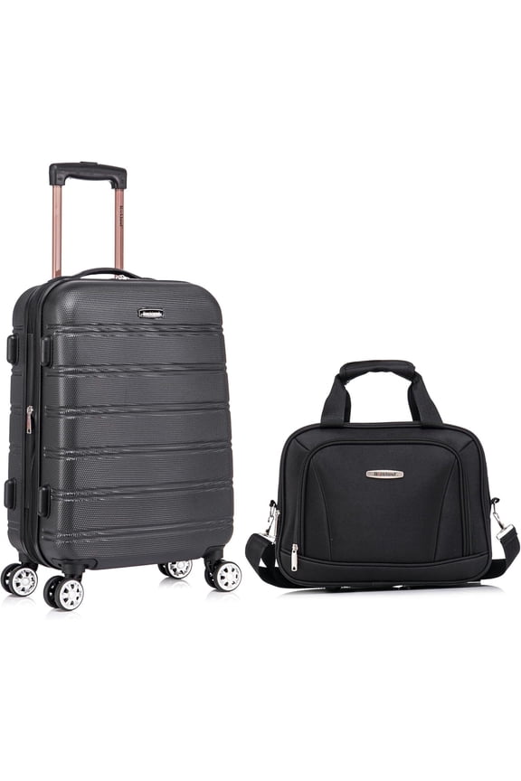 Melbourne Hardside Expandable Spinner Wheel Luggage, Carry-On 20-Inch and Tote 14-Inch, Black