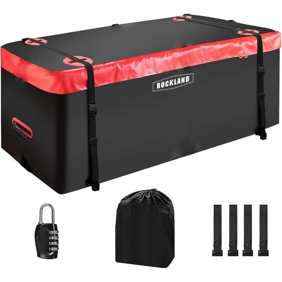 Rockland Soft Hitch Waterproof Cargo Carrier Bag, 14.5 cu.ft., 55" x 19" x 24", 100% Weather Resistant Storage with an Anti Theft Lock and 4 Safety Straps, for Cars Trucks SUVs