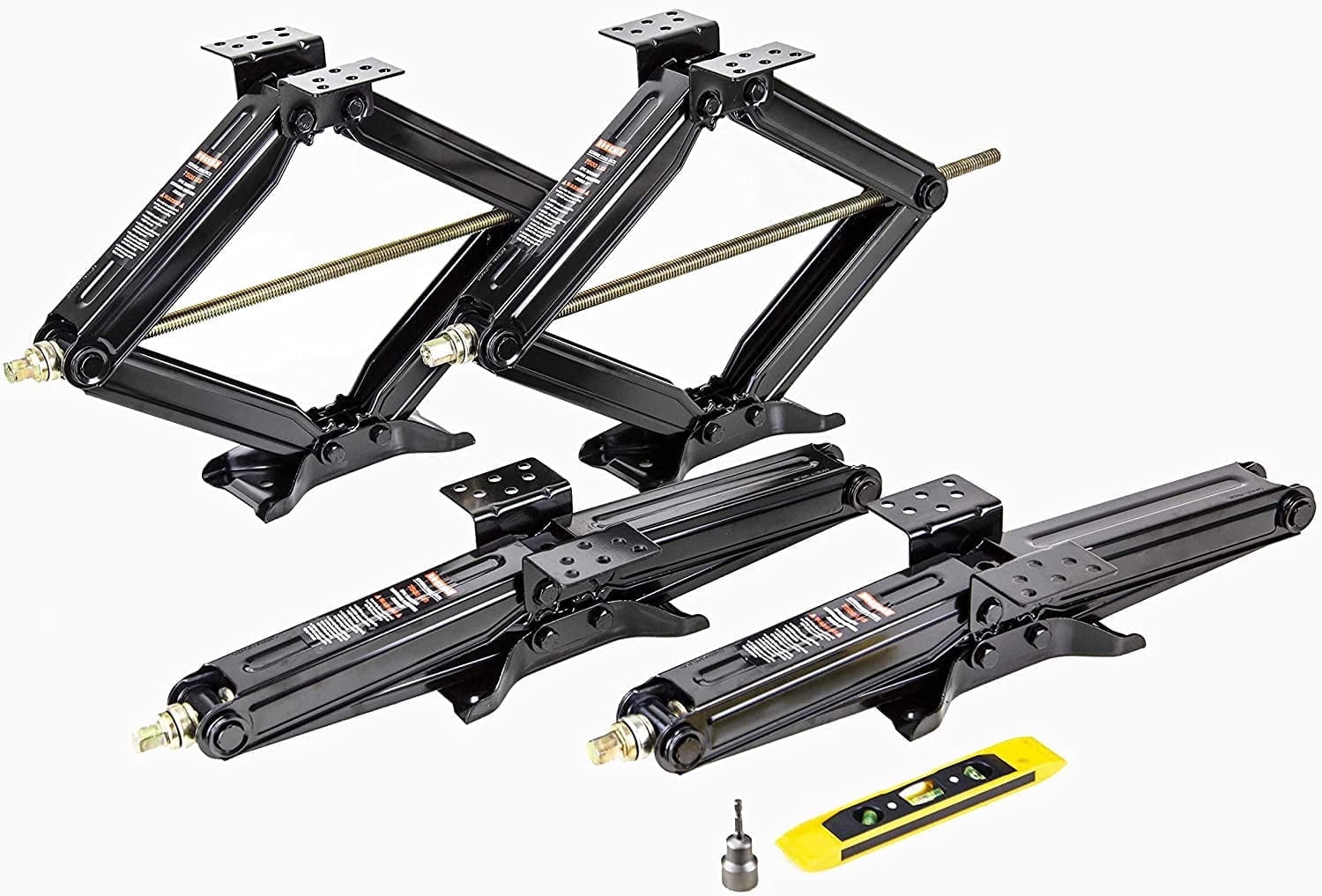 ROCKMAN 24" 7500lbs RV/Camper /Trailer Stabilizer Leveling Scissor Jacks w/Socket & Level, Set 4