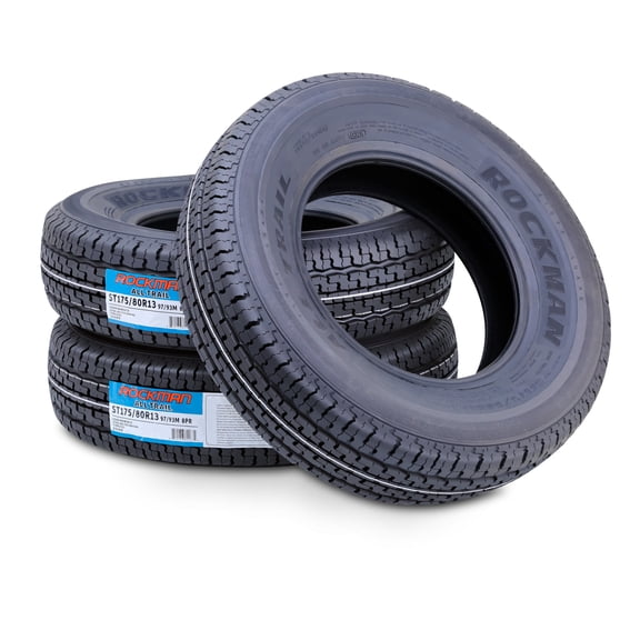 ROCKMAN Trailer Tire ST175/80R13 8-Ply Load Range D 97M Steel Belted Radial 11169, Set3